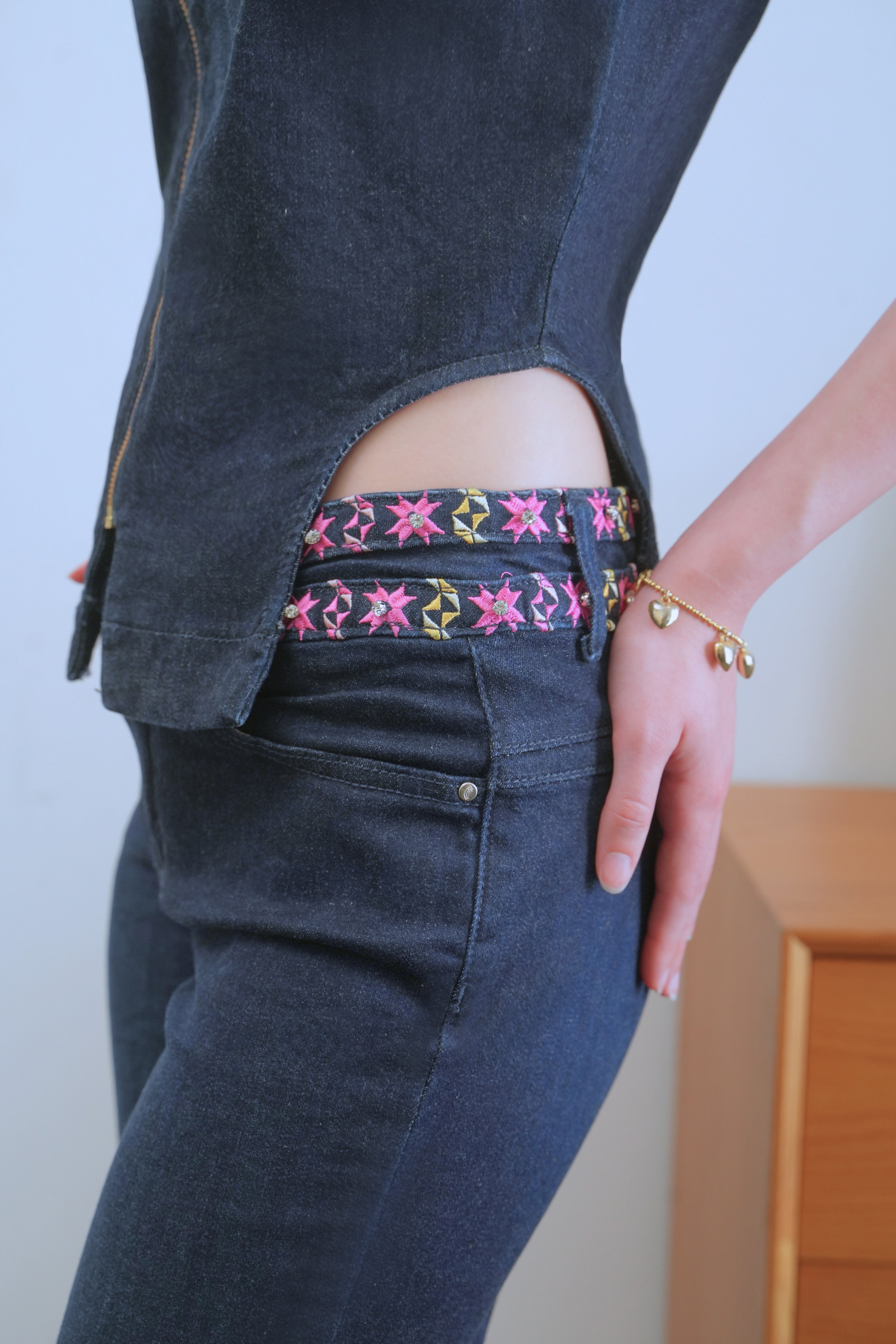 Flare Denim With Embroidery