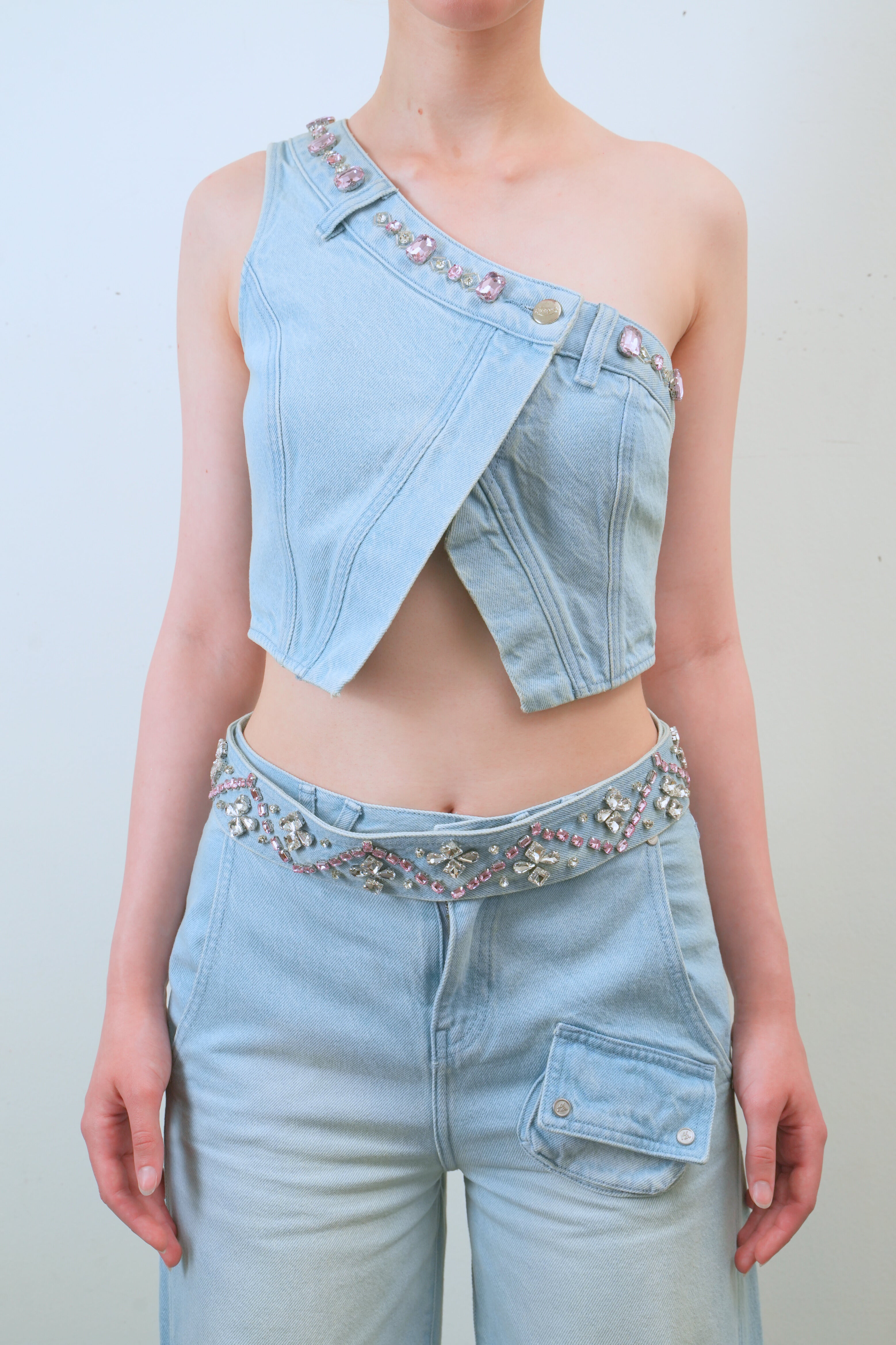 Embellished One Shoulder Top