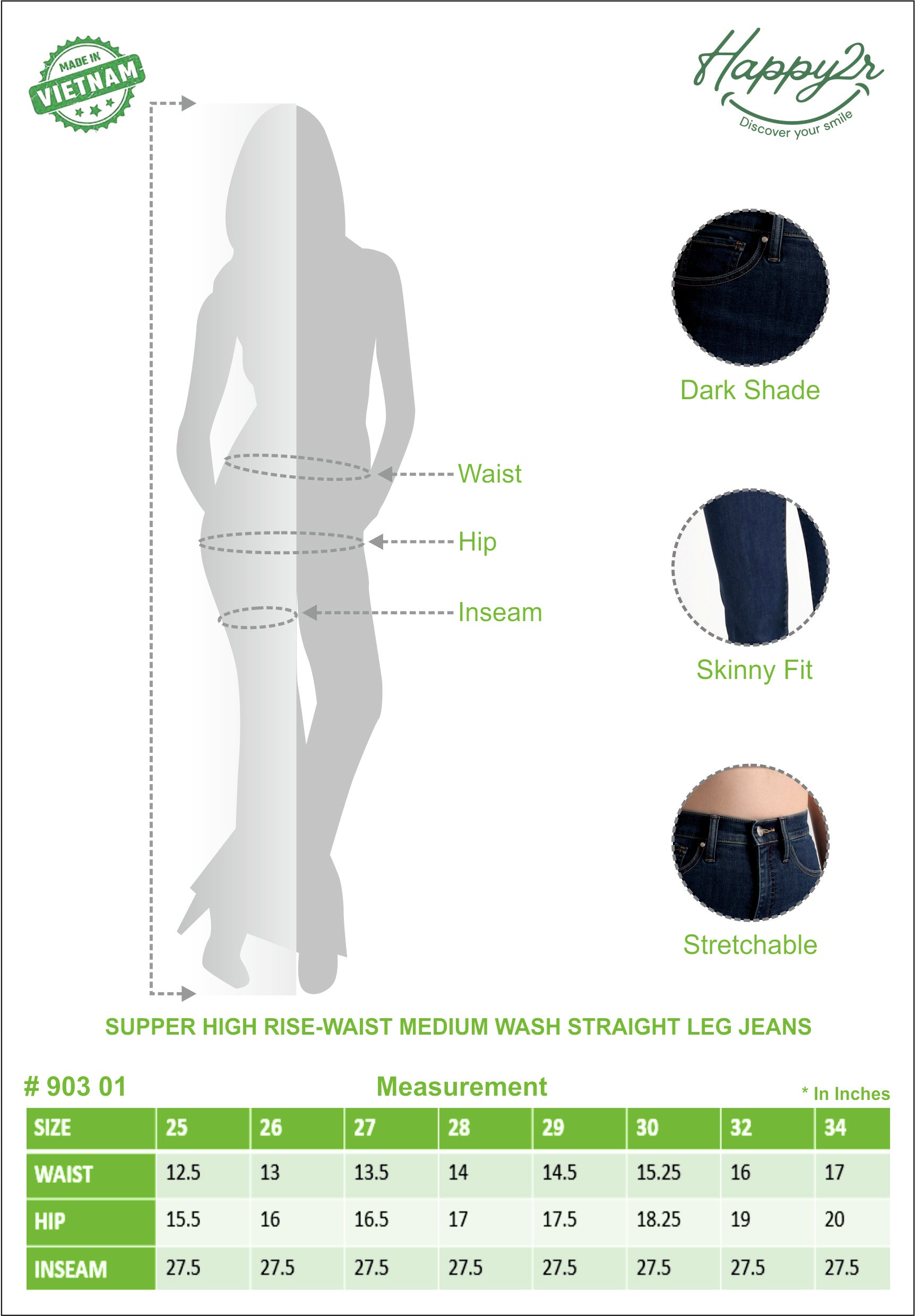 High-Waist Medium Wash Straight Leg Jeans