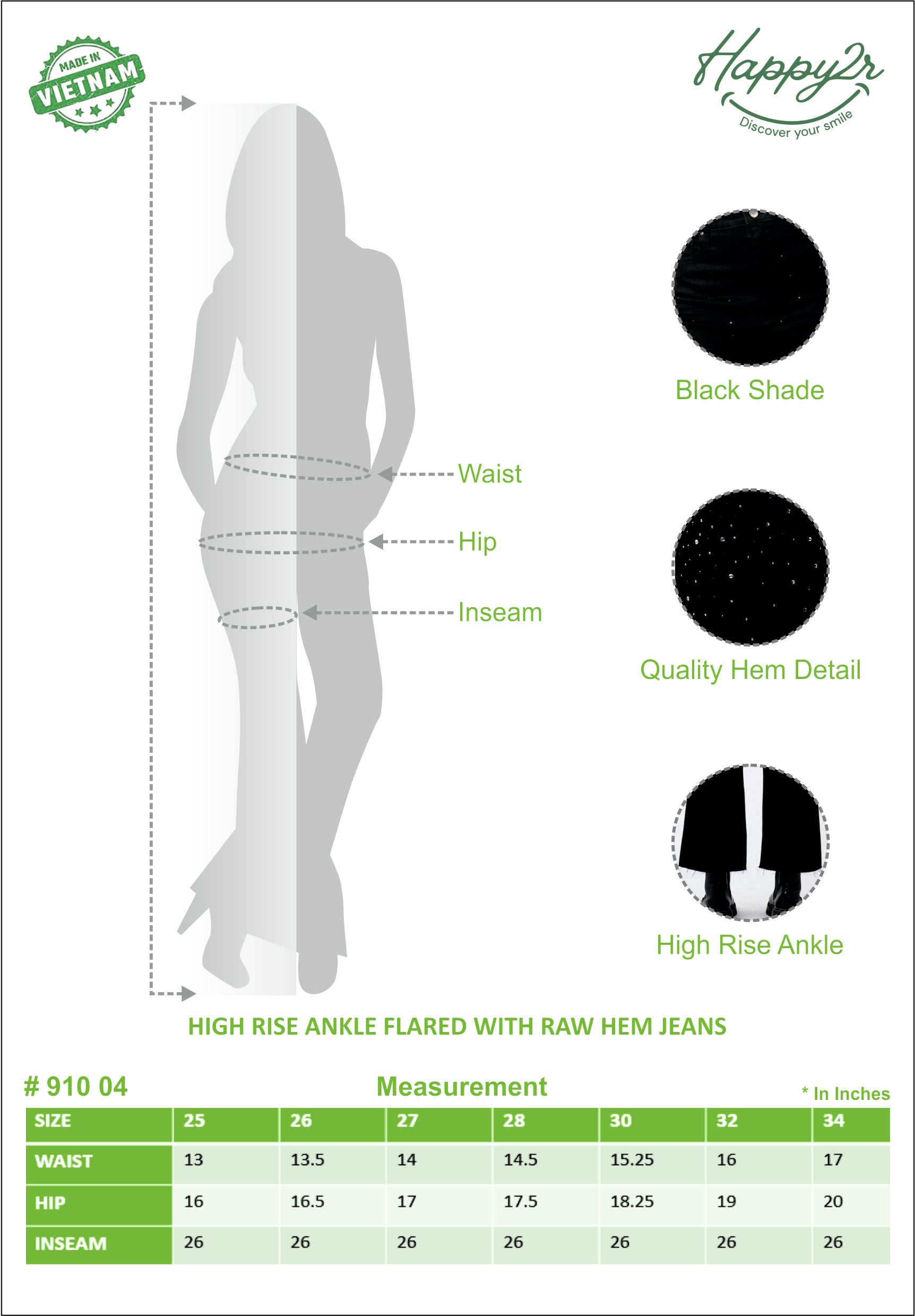 High Rise Ankle Flared with Raw Hem Jeans
