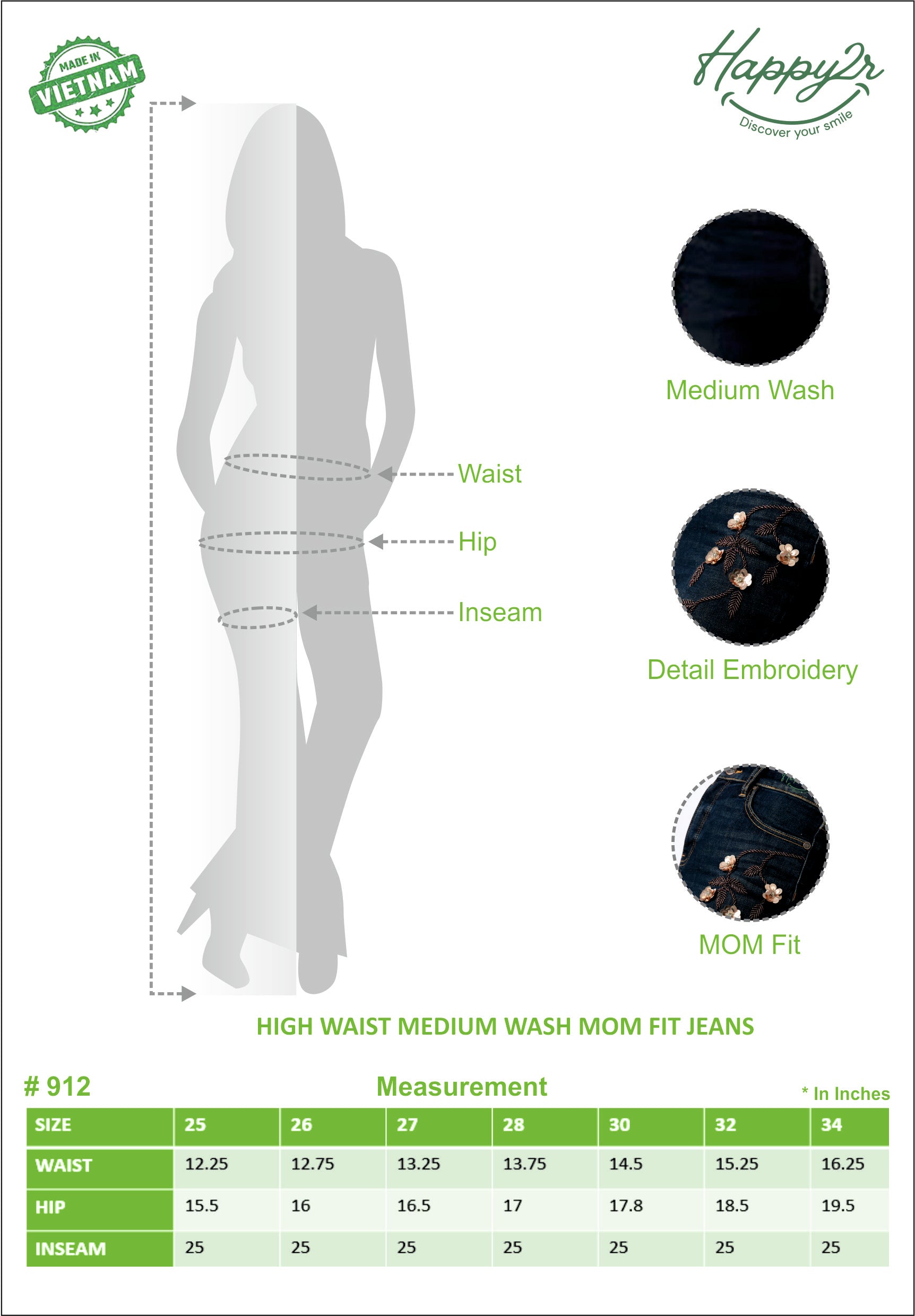 High Waist Medium Wash Mom Fit Jeans