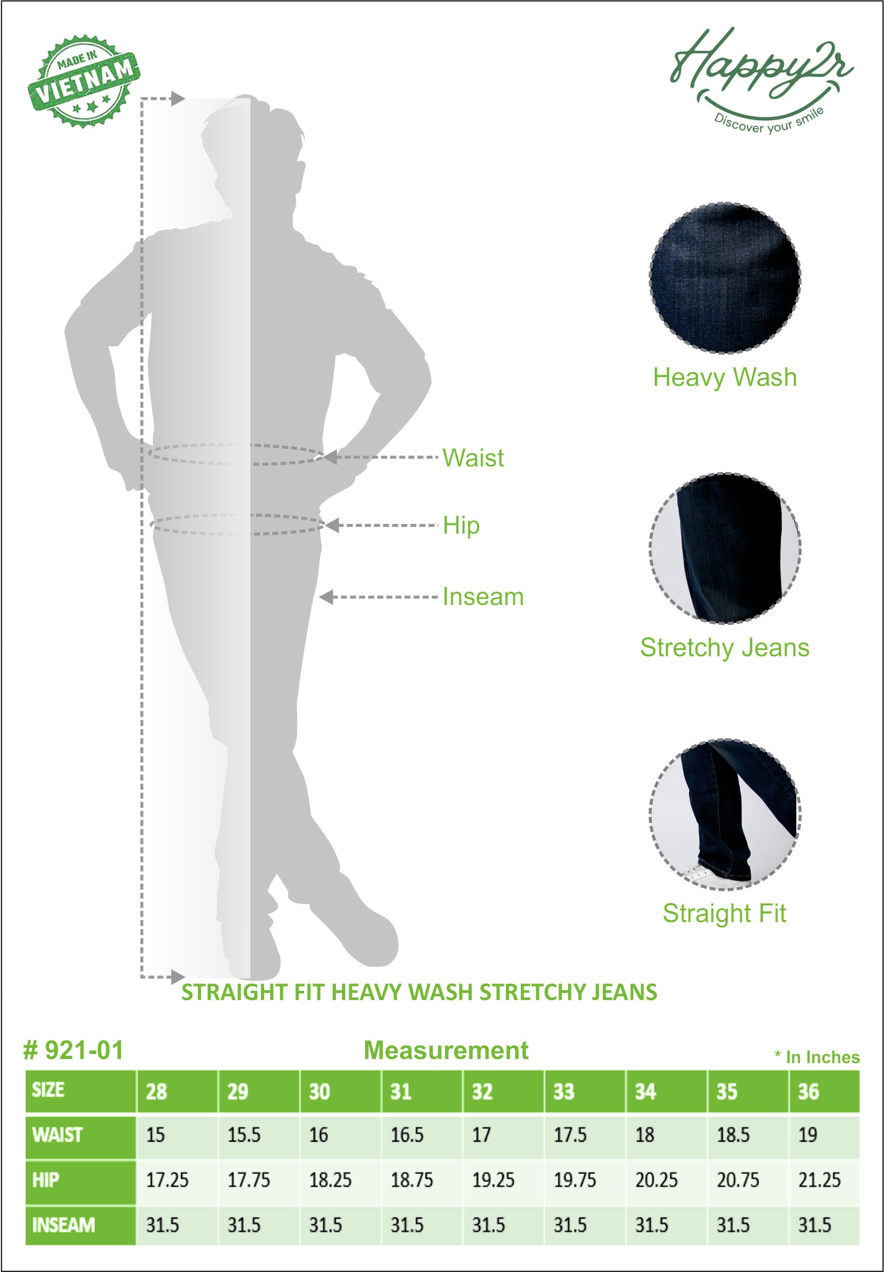 Straight Heavy-Wash Stretchy Jeans