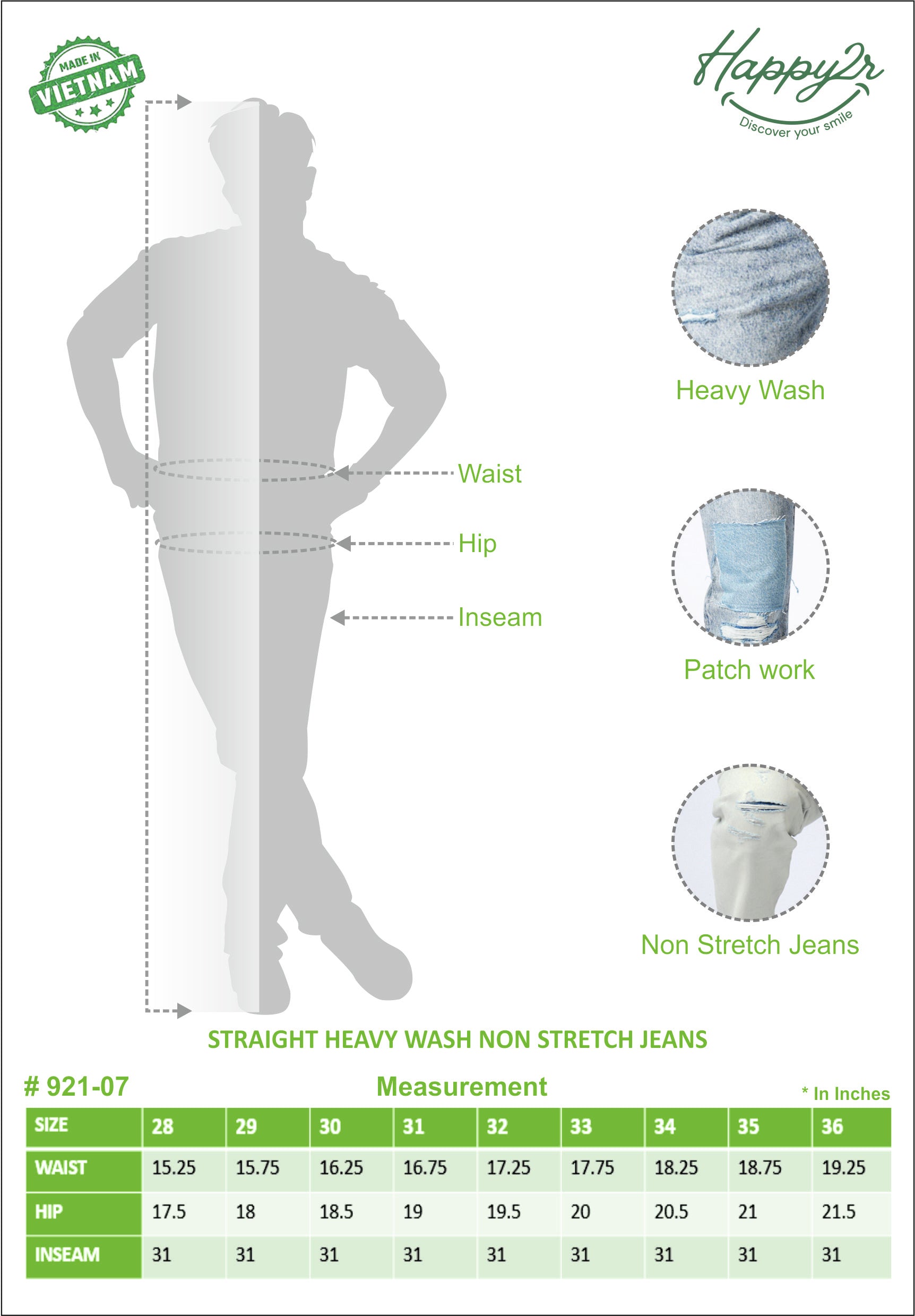 Straight Heavy Wash Non Stretch Jeans