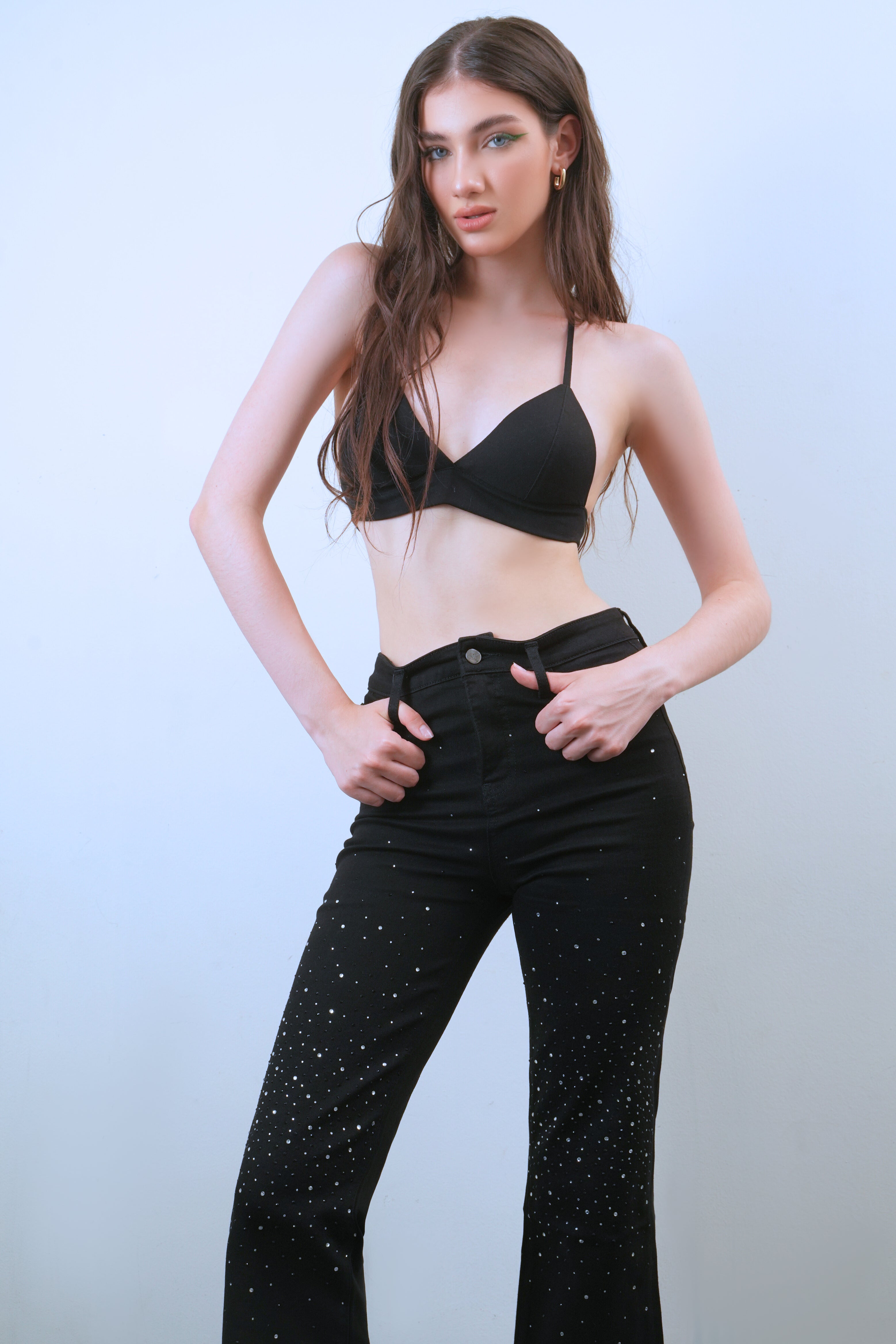 High Rise Ankle Flared with Raw Hem Jeans