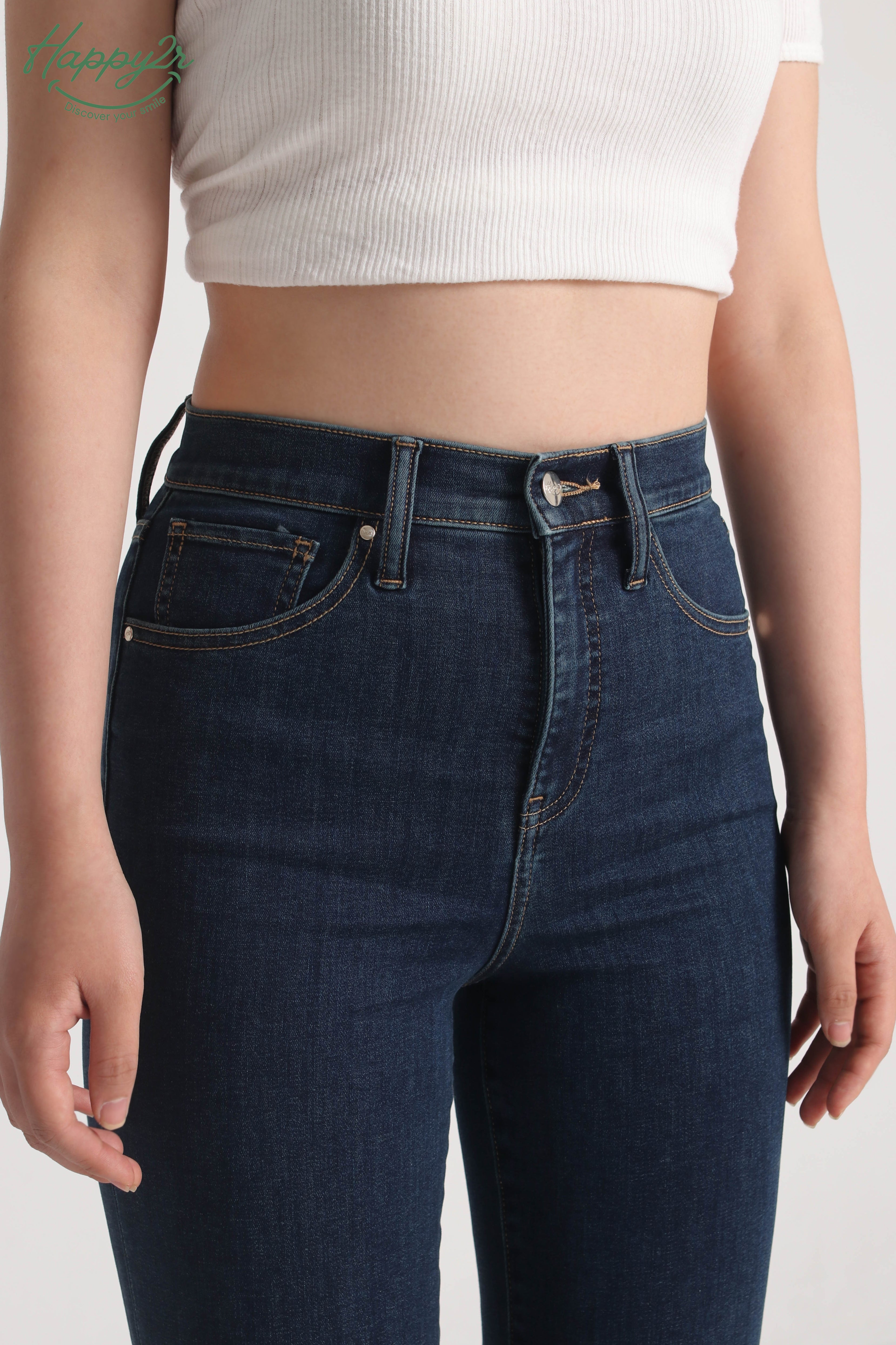 High-Waist Medium Wash Straight Leg Jeans