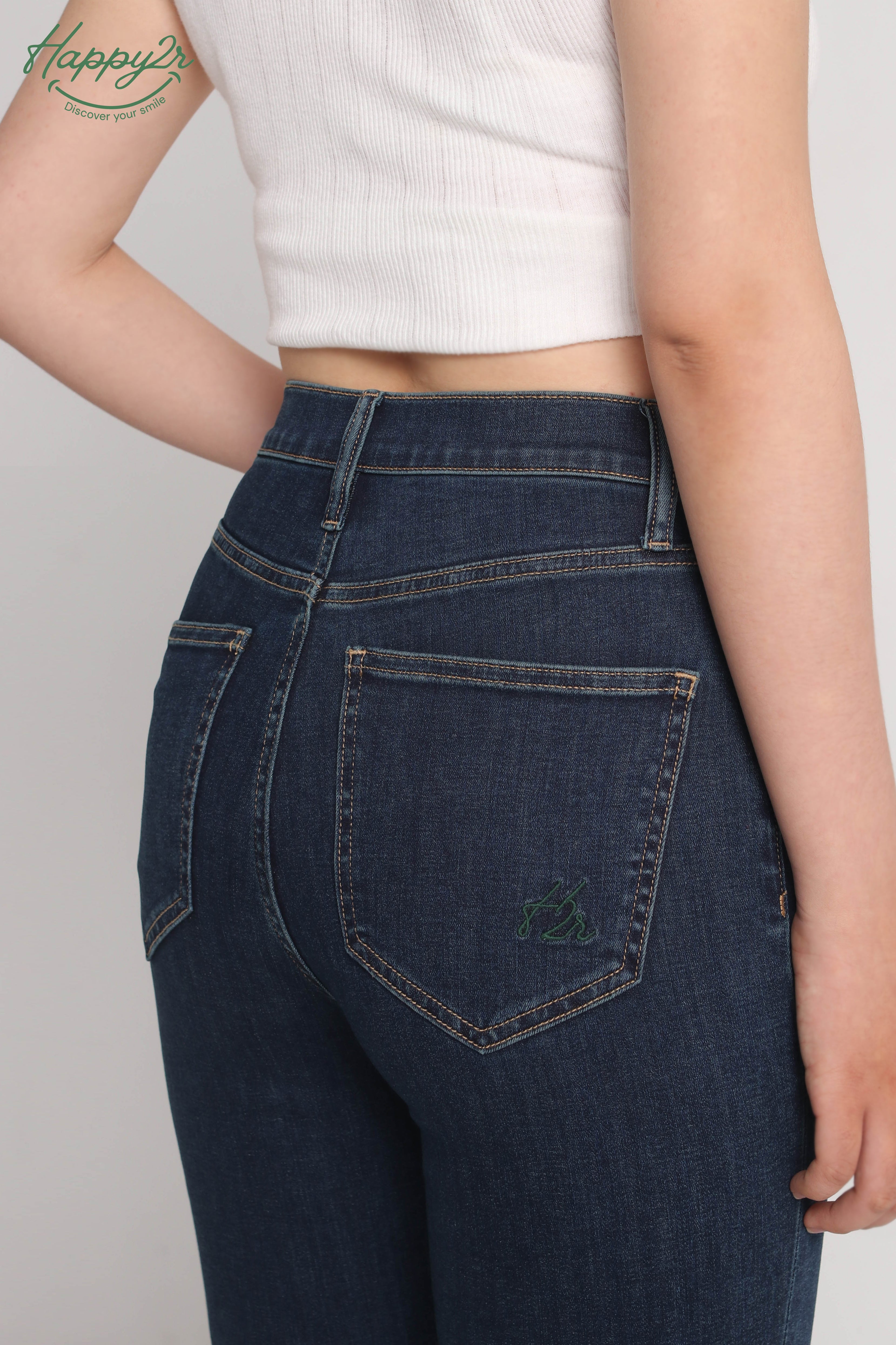 High-Waist Medium Wash Straight Leg Jeans