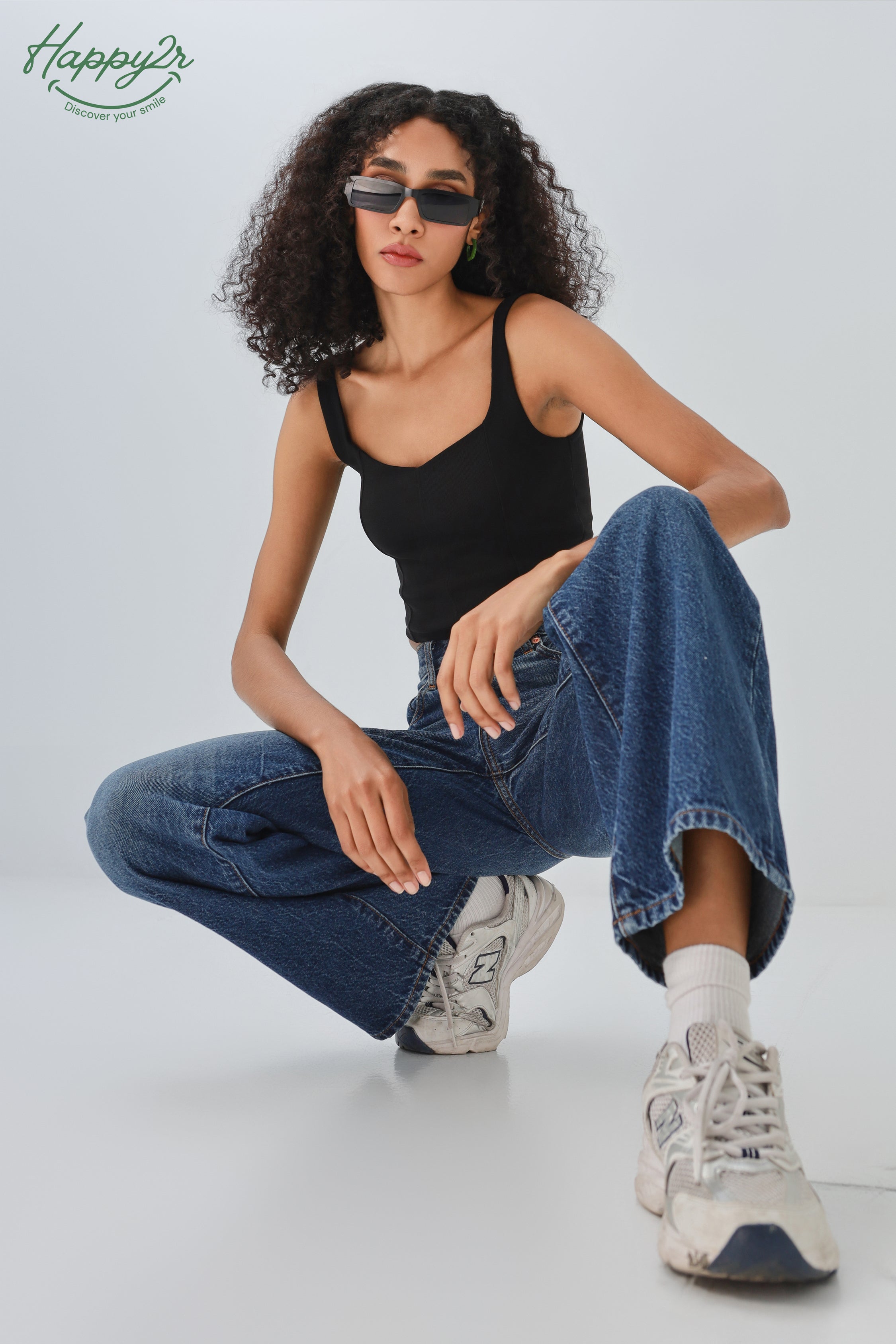 High-Waist Medium Wash Straight Leg Jeans