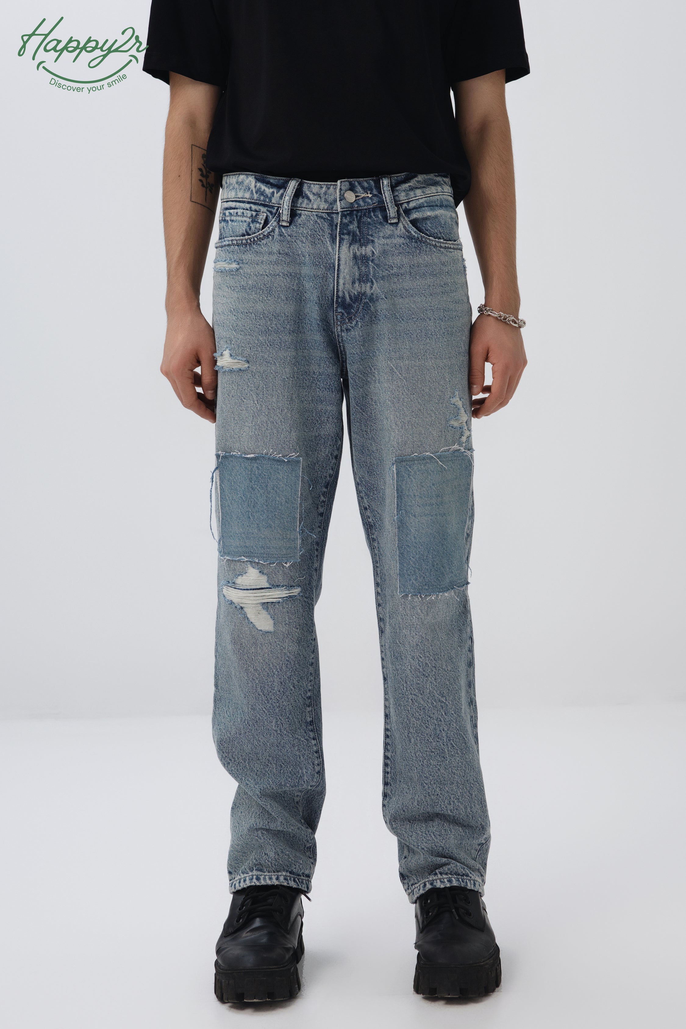Straight Heavy Wash Non Stretch Jeans