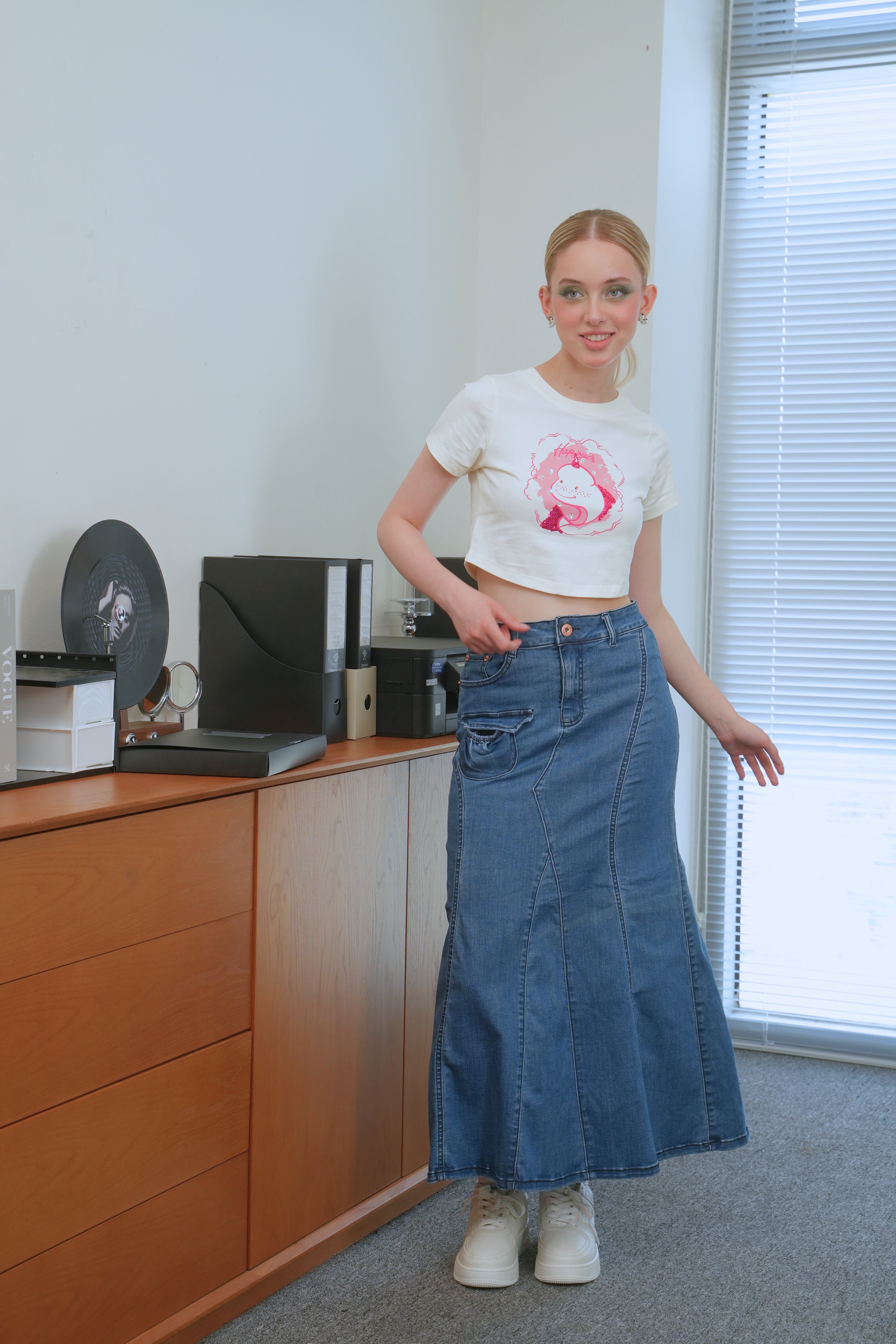 Crop top with Print and Rhinestones