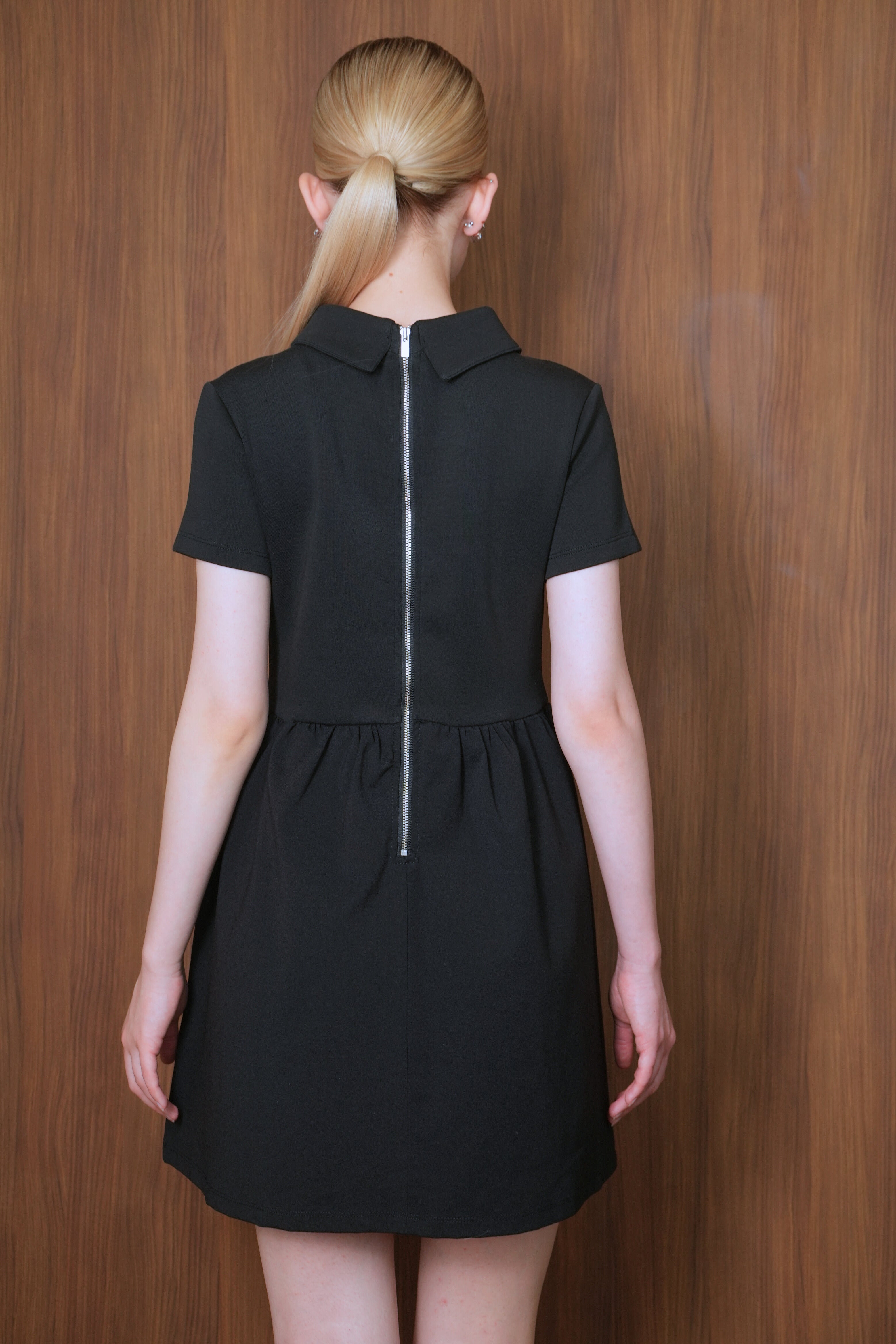 Noir Charm Collar Black Dress