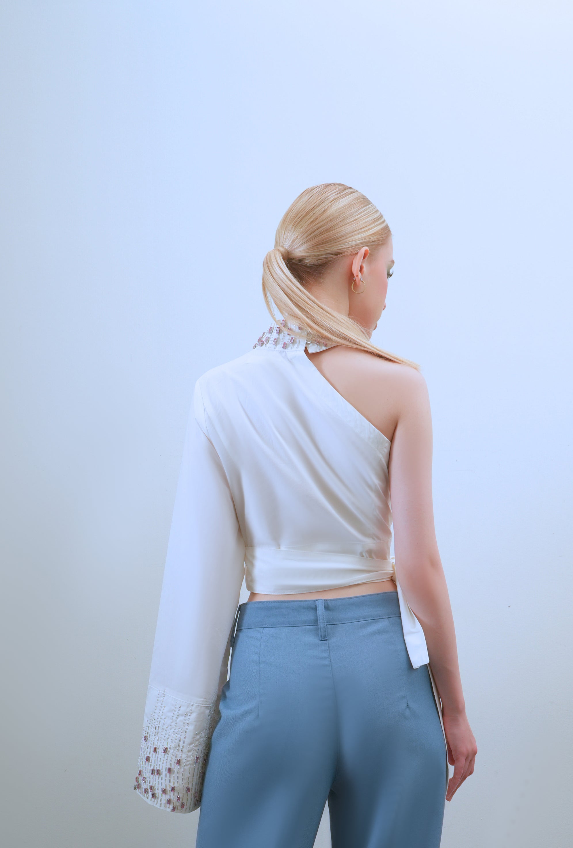 Off Shoulder Top With Rhinestones