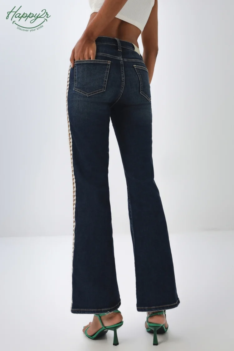 HIGH WAIST DARK WASH FLARE WOMEN JEANS