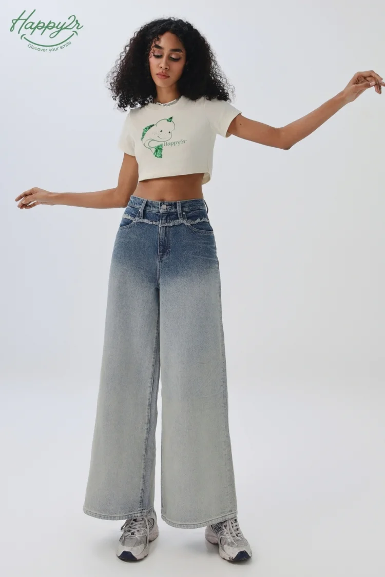 SUPER HIGH-RISE WIDE LEG LOOSE 2 TONE DENIM