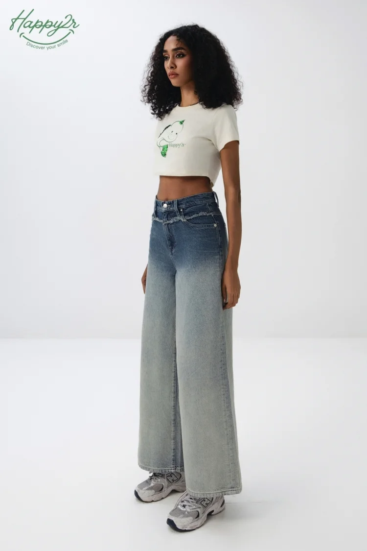 SUPER HIGH-RISE WIDE LEG LOOSE 2 TONE DENIM