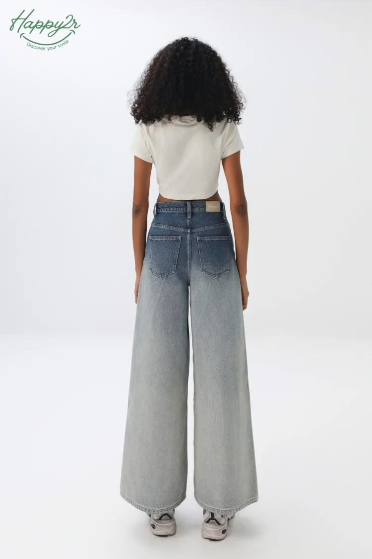 SUPER HIGH-RISE WIDE LEG LOOSE 2 TONE DENIM