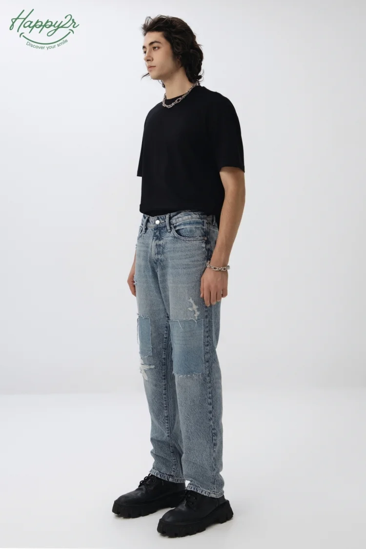 STRAIGHT HEAVY WASH NON STRETCH JEANS