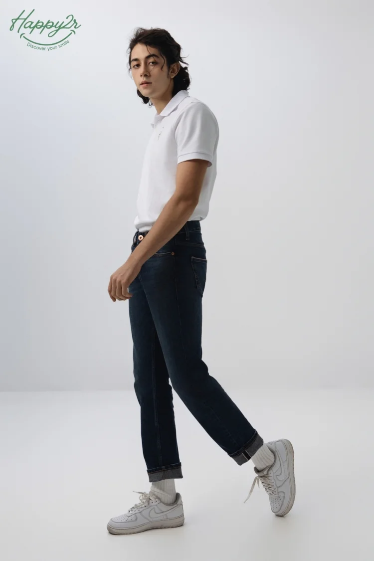 STRAIGHT SLIM BASIC WASH SELVEDGE STRETCH JEANS