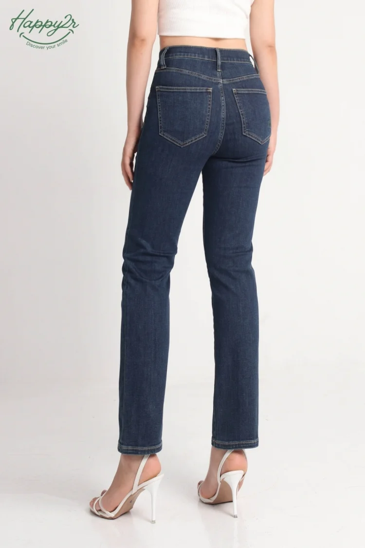 SUPPER HIGH RISE - WAIST MEDIUM WASH STRAIGHT LEG JEANS 